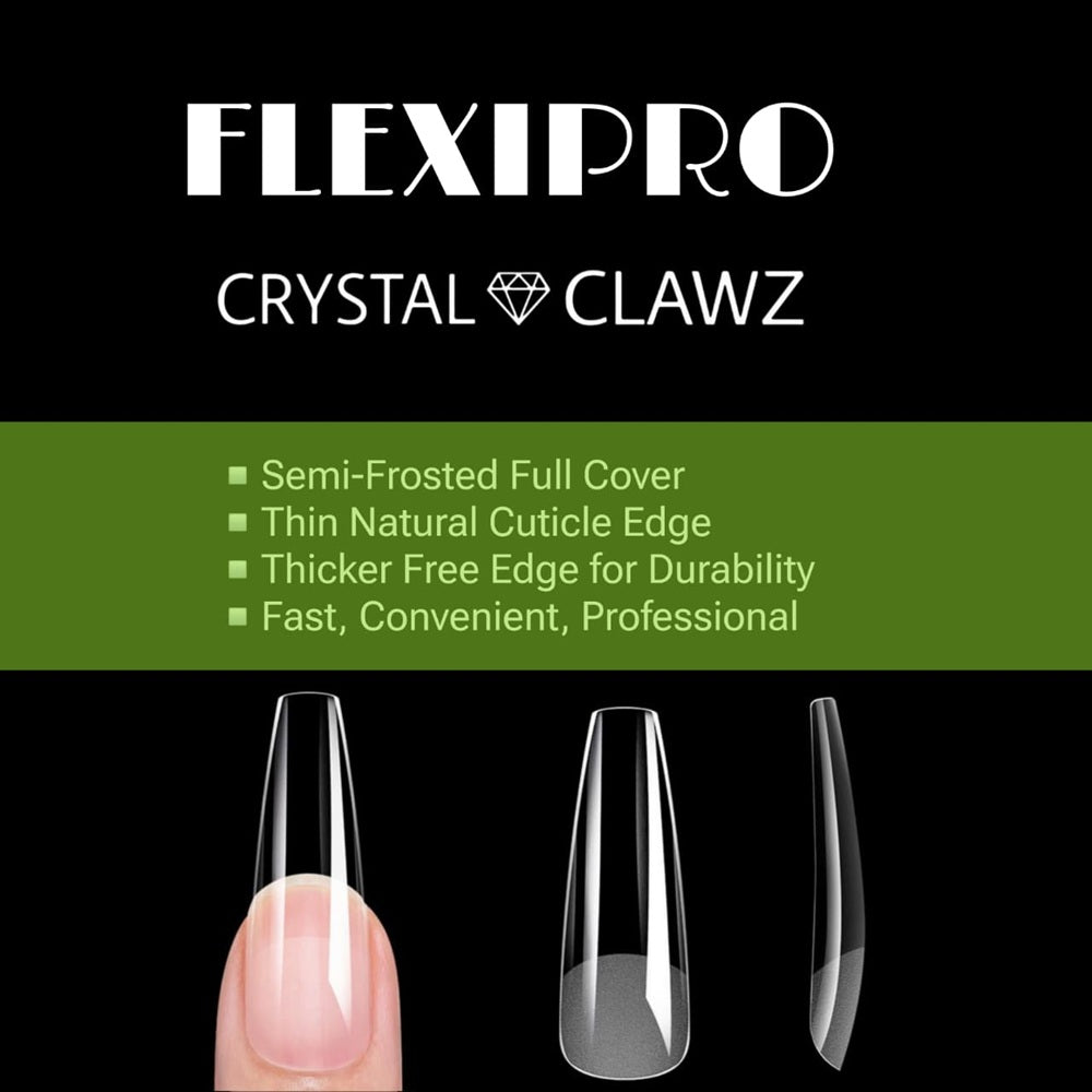 Full Flexipro Nail Tips - Semi-Frosted - Long Coffin (240 pieces)