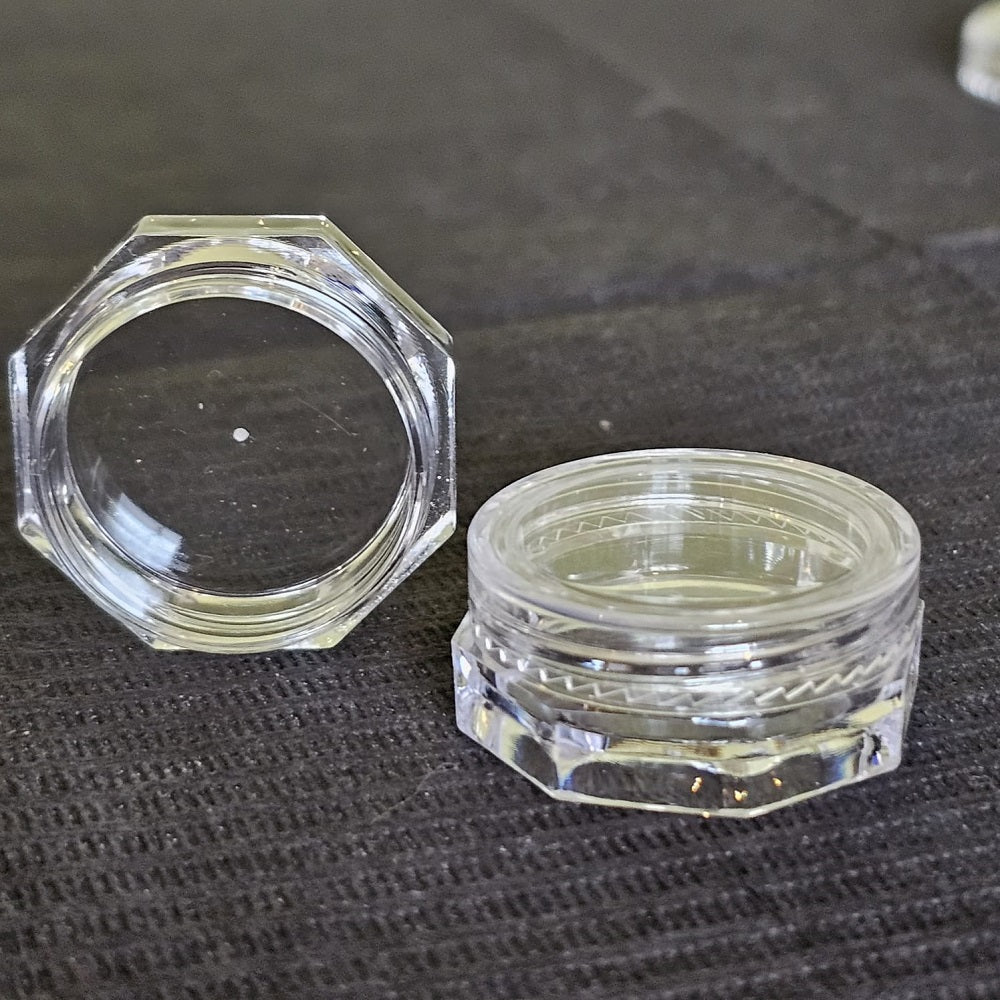 Clear Octagonal Mini Glitter/Deco Jars