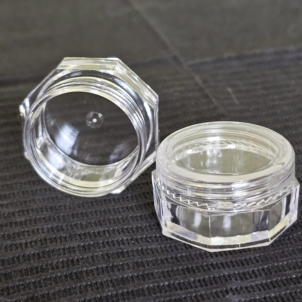 Clear Octagonal Mini Glitter/Deco Jars