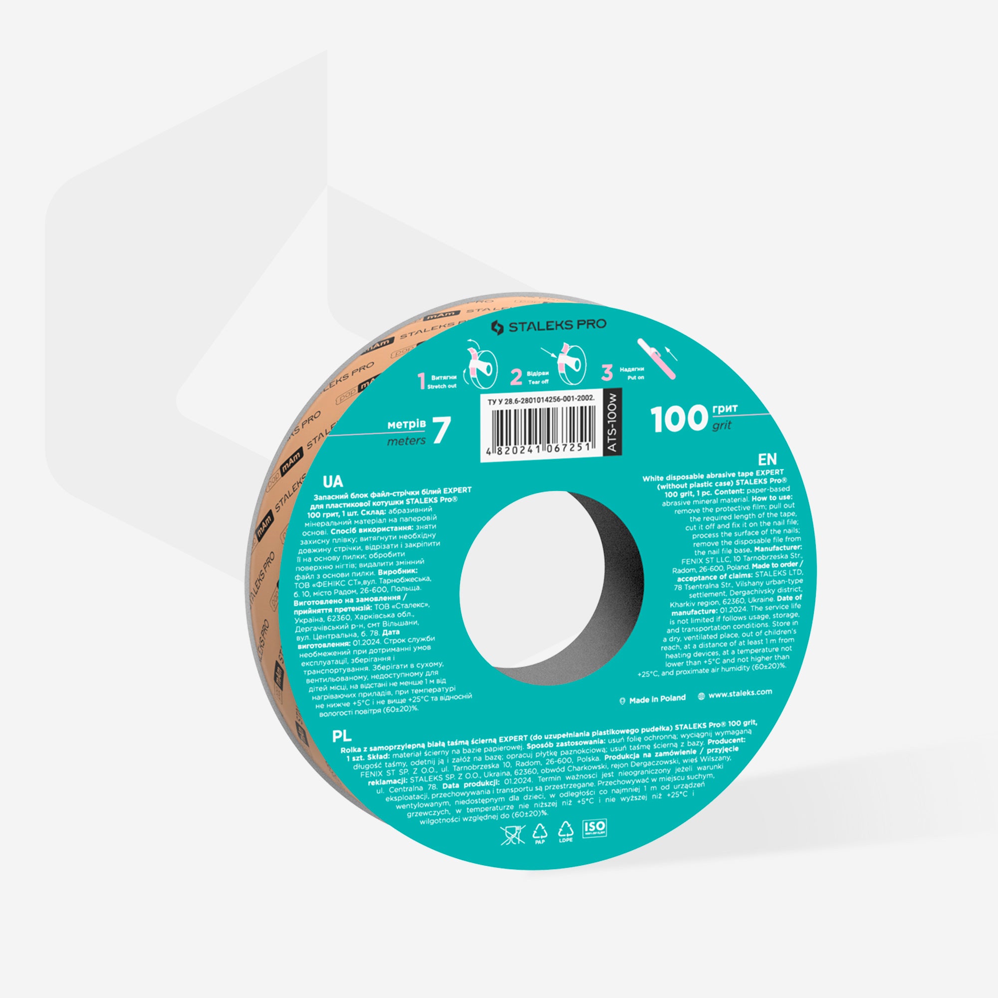 STALEKS EXPERT Disposable ADHESIVE white file tape - REFILL