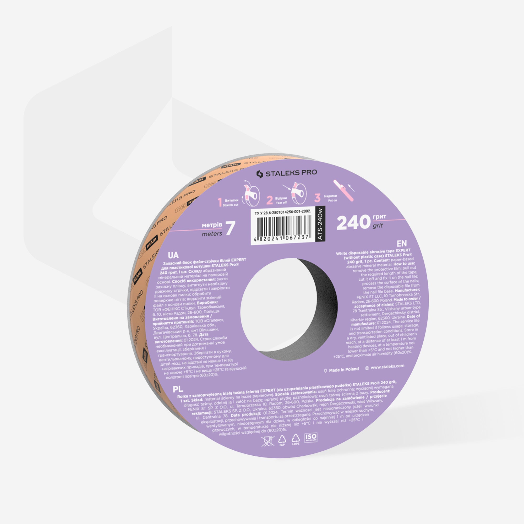 STALEKS EXPERT Disposable ADHESIVE white file tape - REFILL